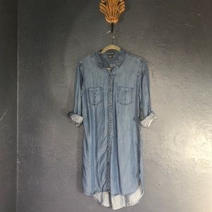 Denim high low shirt dress